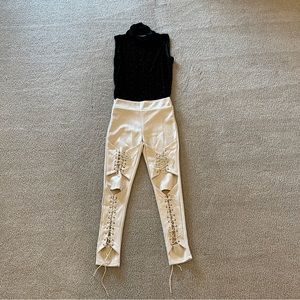 Brandless faux suede lace up pants
